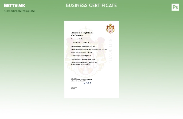 модерен стил Србија сертификат за регистрација на бизнис Шаблон за Word и PDF